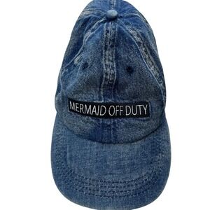 Rue21 Baseball Hat Mermaid Off Duty OS Blue Acid Wash Denim Cotton Adjustable